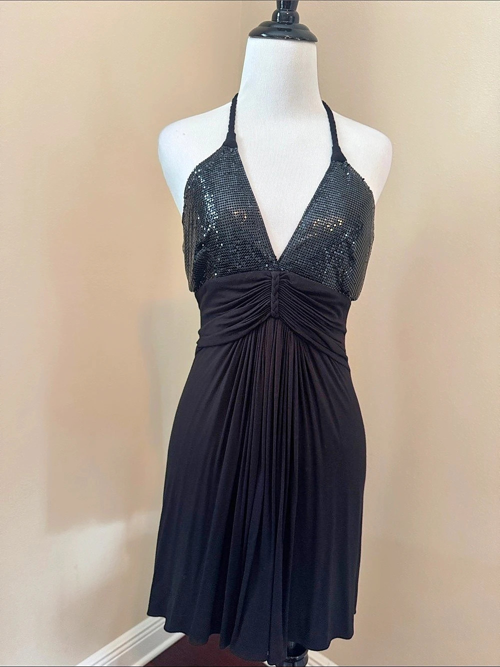 Black Sequined Halter Maxi Dress Like New